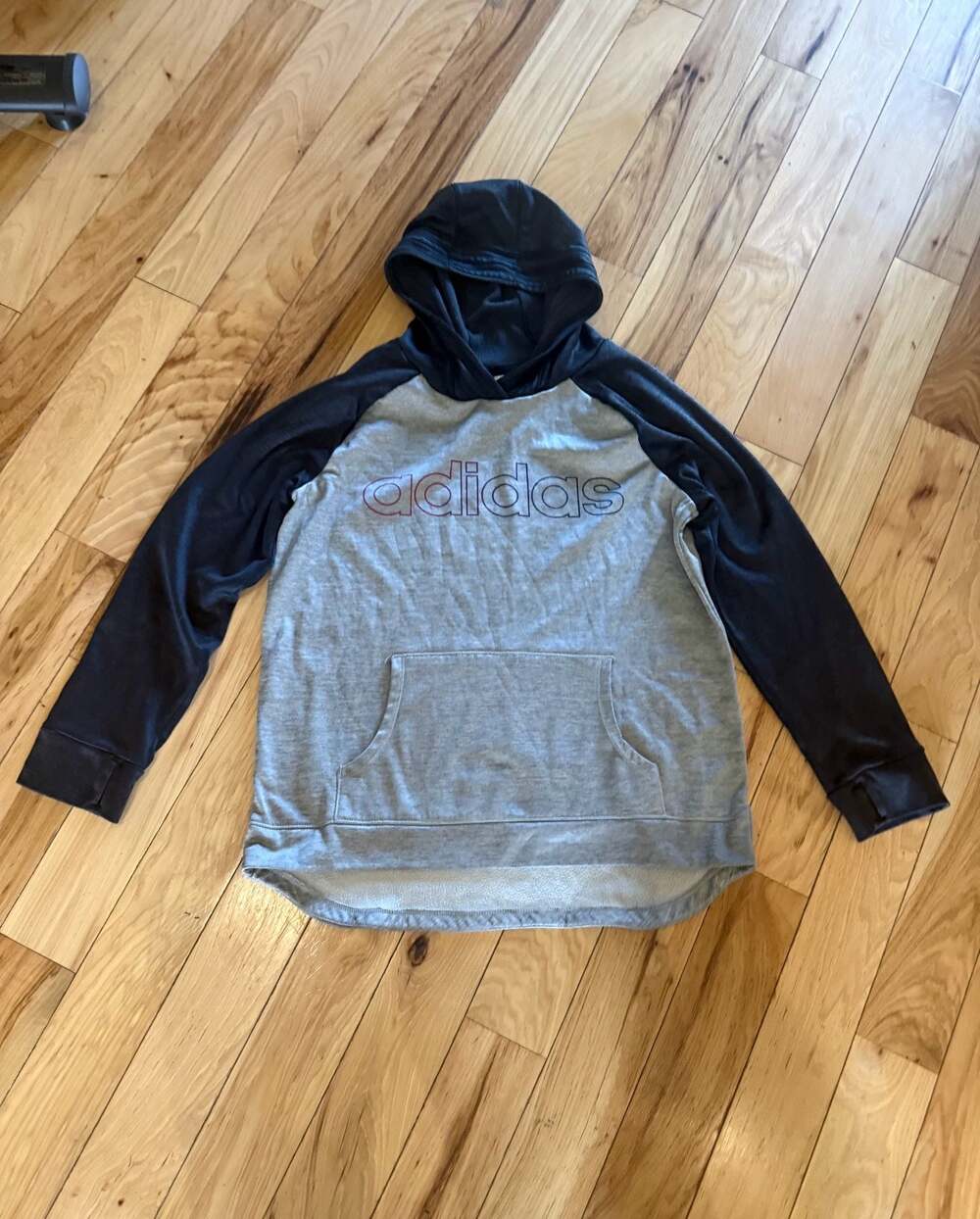 Adidas Youth Girls Colorblock Hoodie Gray and Black with Gradient Logo